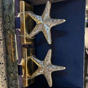 Tommy Bahama Metallic Starfish Stocking Holders Brand New